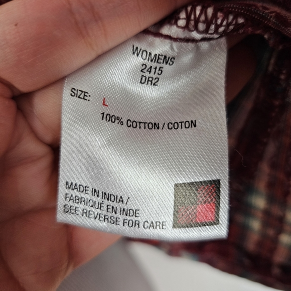 Woolrich Western Red Plaid Long Sleeve Snap Button Down Top Women's Large - Picture 10 of 12